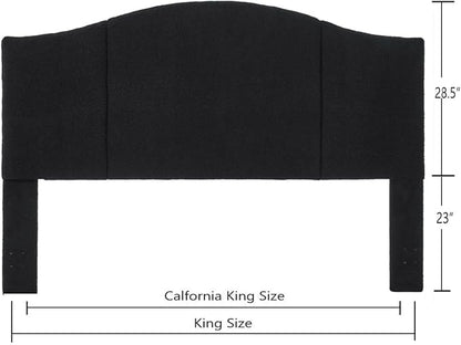 24KF Middle Century Upholstered Foldable King Headboard, Modern Boucle Teddy Fabric Headboard King/California King, 6033-K-Black