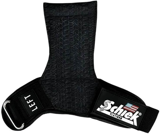 Schiek Sports Model 1907 Platinum Edition Ultimate Grips - 3 in 1 Weight Lifting Straps Wrist Wraps and Grip Pads - Secure Non Slip Control and Comfort for Strength Training