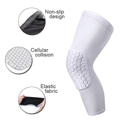 PISIQI Knee Pads Compression Pads Long Leg Sleeve Collision Avoidance Brace Protection Knee Sleeve for Basketball Football Volleyball Cycling (1 Pair)