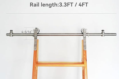 DIYHD 16FT Stainless Steel Sliding Library Ladder Hardware Kit, Bottom Wheel with Brake,300 lbs Capacity, Satin Finish (No Ladder)