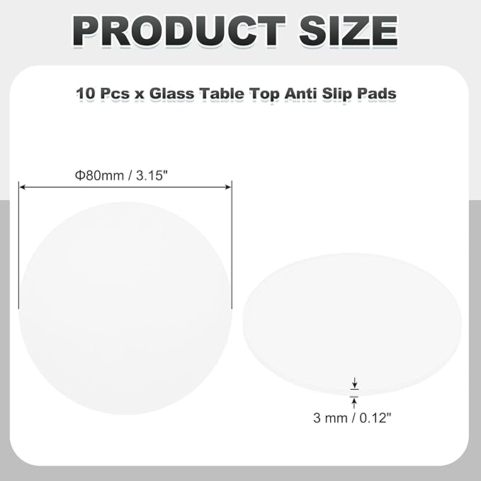PATIKIL Glass Table Top Anti Slip Pads, 10Pcs 80mm Dia x 3mm Thick Clear Glasses Tables Silicone Bumper Pad for Photo Frame Furniture Kitchen Cabinets DIY Home Craft, White