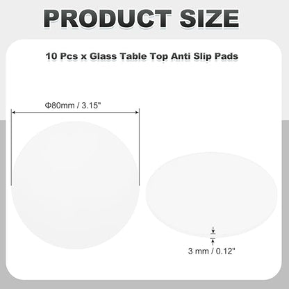 PATIKIL Glass Table Top Anti Slip Pads, 10Pcs 80mm Dia x 3mm Thick Clear Glasses Tables Silicone Bumper Pad for Photo Frame Furniture Kitchen Cabinets DIY Home Craft, White