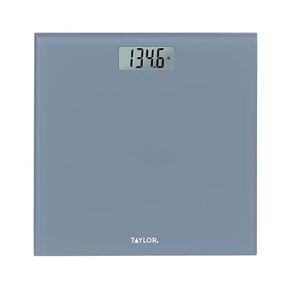 Taylor Digital Glass Bathroom Scale for Body Weight, Durable Platform, Digital Weighing Machine for People, Easy-to-Read Display, 350 lb Capacity, Slate Blue
