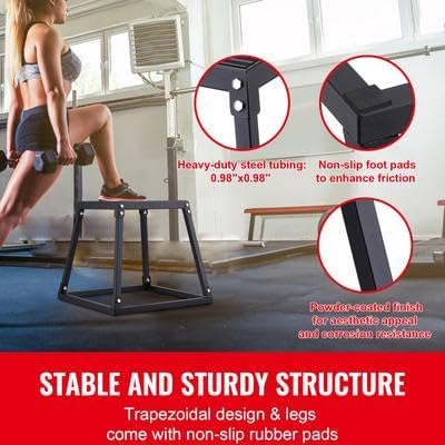 Happybuy 18 Inch Plyometric Jump Box, Steel Fitness Plyo Box, Anti-Slip Platform for Home Gym Training, Strength Conditioning, 500 lbs Capacity, Black