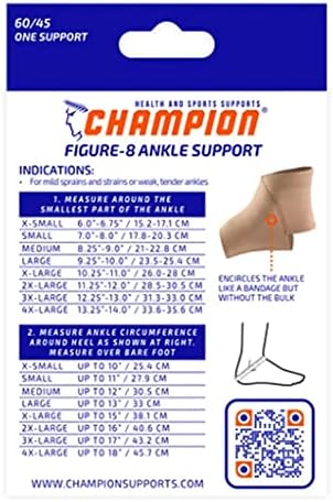 Champion Figure-8 Ankle Support, Light Elastic Compression Brace, Muscle Joint Recovery, Beige, 3X-Large