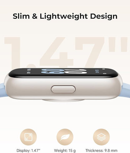 Fitness Tracker with 24/7 Heart Rate Monitor, Sleep Tracker - 3 ATM Waterproof Fitness Watch Calorie Step Counter Smart Watch Includes 3 Sport Bands for Android iOS Women Men, Starlight/Blue