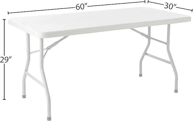 Office Star Resin Multipurpose Rectangle Folding Table for Indoor or Outdoor Use, 5 Feet Light Gray