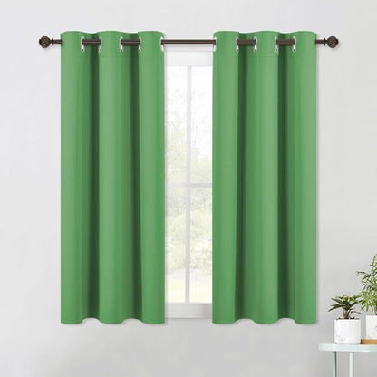 NICETOWN Blackout Curtain Panels for Bedroom, 2 Panels, W42 x L60 inches, Forest Green, Thermal Insulated Grommet Top Blackout Draperies and Drapes