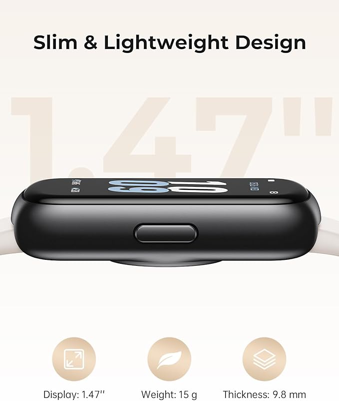 Fitness Tracker with 24/7 Heart Rate Monitor, Sleep Tracker - 3 ATM Waterproof Fitness Watch Calorie Step Counter Smart Watch Includes 3 Sport Bands for Android iOS Women Men, Black/Starlight