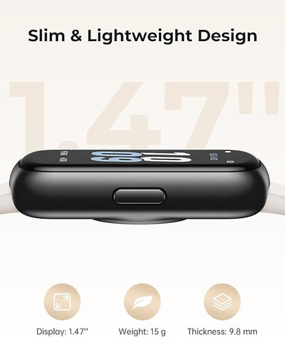 Fitness Tracker with 24/7 Heart Rate Monitor, Sleep Tracker - 3 ATM Waterproof Fitness Watch Calorie Step Counter Smart Watch Includes 3 Sport Bands for Android iOS Women Men, Black/Starlight
