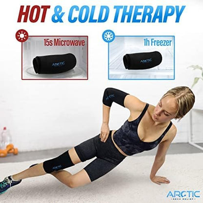 2 Pack | Premium Elbow Ice Pack Wrap & Knee Ice Pack Wrap - Ice Sleeves, Reusable Gel Ice Wrap, Elbow Cold Compression, (Large)