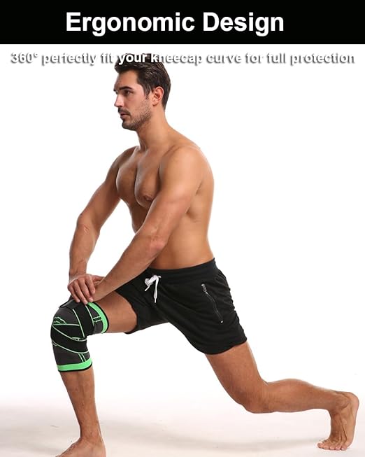 2 Pack Knee Wraps for Pain Relief, Knee Wrap Knee Compression Sleeve Knee Sleeves for Men Women Compression Knee Brace, Knee Band for Knee Pain Relief, Knee Brace for Arthritis Pain and Support (Black, Large)