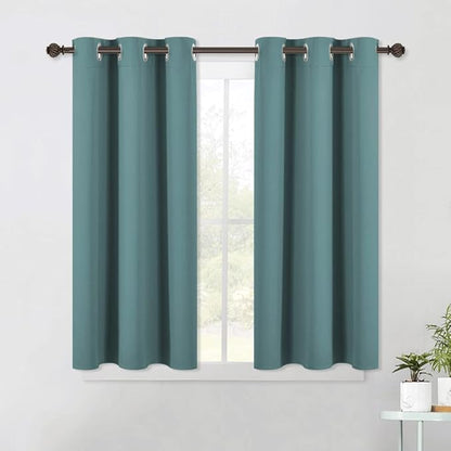 NICETOWN Modern Blackout Curtains Noise Reducing, Thermal Insulated and Privacy Room Darkening Drape Panels for Boy's Guest Room Door Small Short Window (Greyish Blue, 2 Panels, W42 x L45 -Inch)