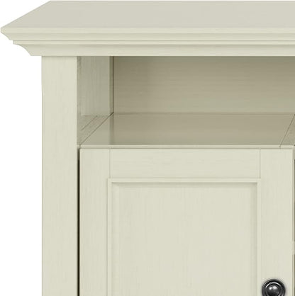 SIMPLIHOME Amherst 54-inch Wide Solid Wood TV Stand in Antique White, Transitional-Style Media Console for Living Room with Adjustable Shelves and Cable Management
