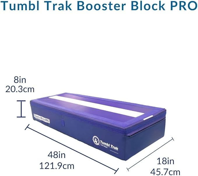 Tumbl Trak Booster Block Gymnastics Spotting Block (4ft x 18in x 8in) – Back Handspring Trainer & Plyo Jump Box for Kids & Adults, PRO Firm Core with Alignment Line, Purple