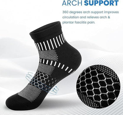 IRAMY Ankle Compression Socks for Men Women Cushioned Running Athletic Socks Plantar Fasciitis Relief 2/4/6 Pairs
