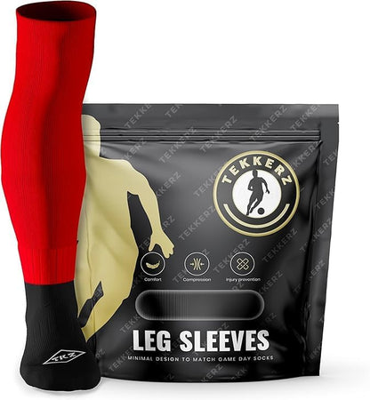 Tekkerz leg sleeve over 20 color variations compatible with grip socks for soccer, football, hockey, rugby athletic socks
