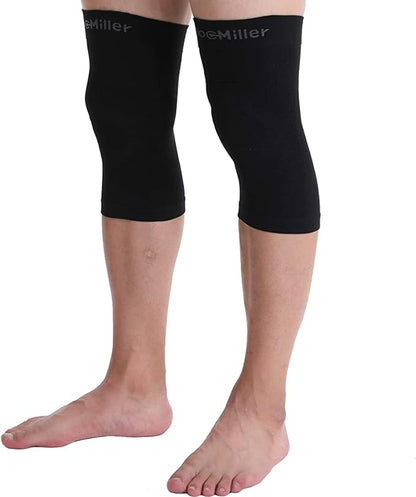 Doc Miller Knee Compression Sleeve Brace for Men & Women (Pair) Best Support for Workout Running ACL Arthritis Pain Relief