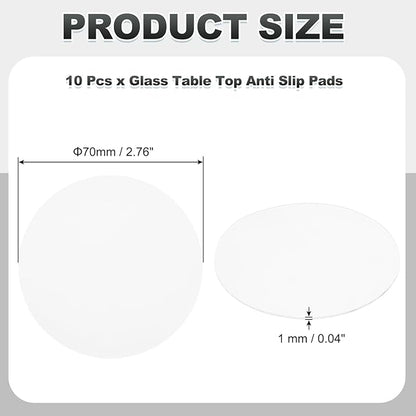 PATIKIL Glass Table Top Anti Slip Pads, 10Pcs 70mm Dia x 1mm Thick Clear Glasses Tables Silicone Bumper Pad for Photo Frame Furniture Kitchen Cabinets DIY Home Craft, White