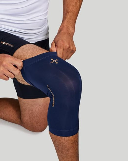 Tommie Copper Core Compression Knee Sleeve, Unisex, Men & Women | 4D Stretch, Breathable Support for Muscle & Joint Stability - Dark Navy - X-Large