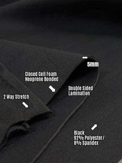 BIGZFABRIC® Neoprene Bonded Sponge Waterproof Wetsuit Fabric Black 1mm, 2mm, 3mm, 4mm, 5mm Thickness DIY Koozies Sports Pads Heat Insulators Scuba Accessories 58" Width (5MM - by The Yard)