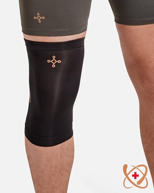 Tommie Copper Core Compression Infrared Knee Sleeve, Unisex, Men & Women, 4D Stretch Infrared Infused, Self-Warming Sleeve for Muscle Support & Stability - Black - X-Large
