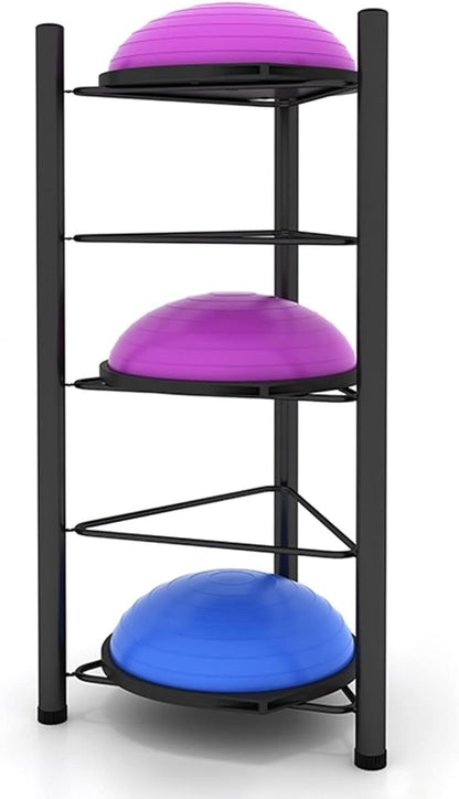 Black Exercise Half Balance Ball Storage Rack - Home Gym Workout Equipment 3/5/6/7 Tier Floor Stand Storage Organizer for Bosu Slam Bowling Medicine Balls(5 layer-130cm/51.2in)