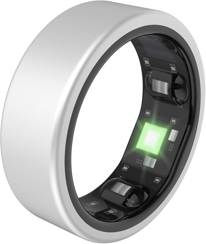 QALO QRNT Smart Ring – Snug Fit – Size Up – Water-Resistant Titanium Fitness Tracker, Tracking for Sleep, Steps, HRV, SpO2 – No Subscription, iOS Android App – Includes 2 Silicone Covers (Silver, 13)