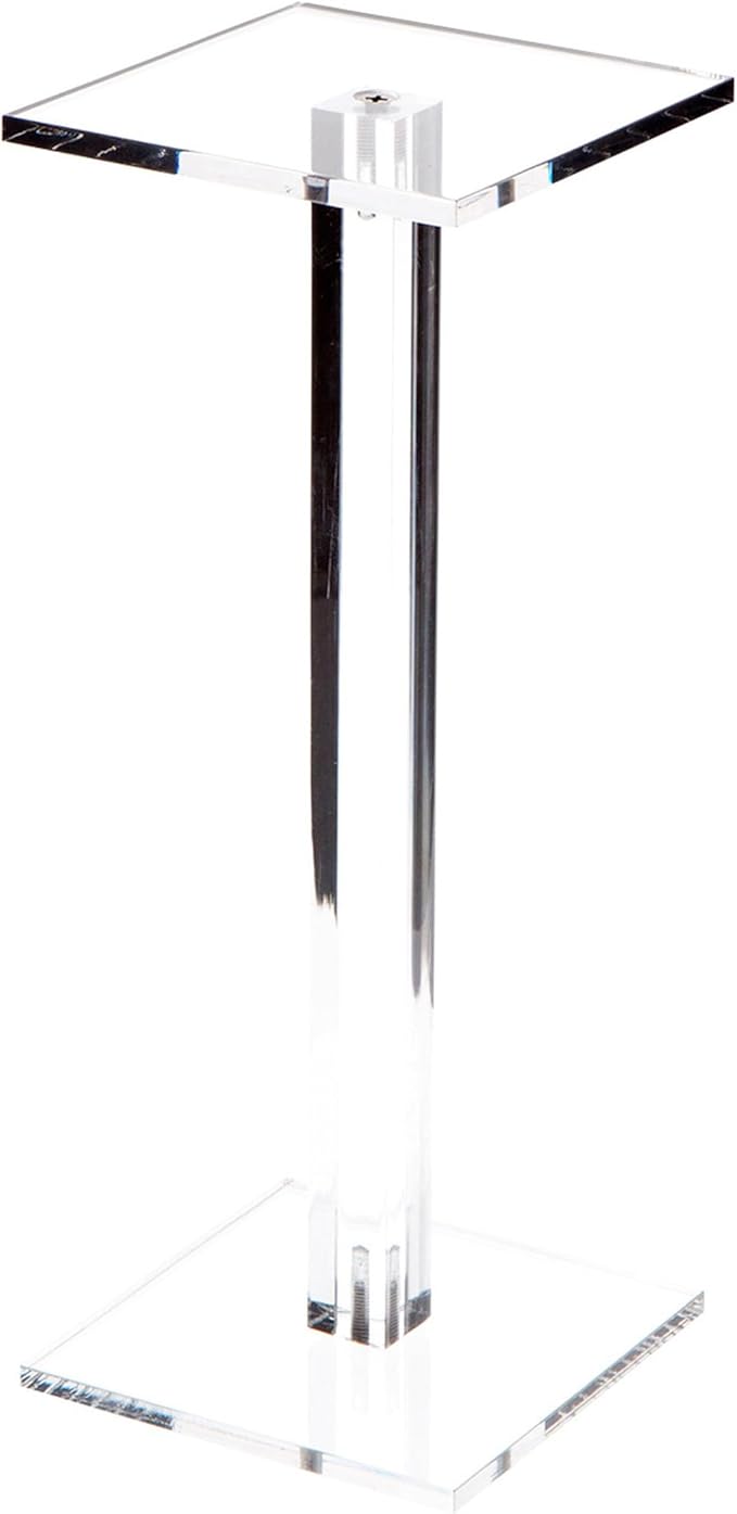 Plymor Clear Acrylic Square Barbell Pedestal Display Riser, 10.5" H x 4" W x 4" D (1/4" thick)