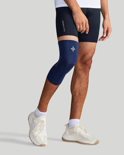 Tommie Copper Core Compression Knee Sleeve, Unisex, Men & Women | 4D Stretch, Breathable Support for Muscle & Joint Stability - Dark Navy - Small