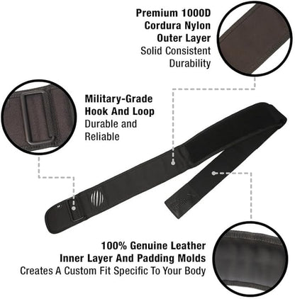 Bear KompleX Premium Leather APEX Weightlifting Belt, Abdominal & Back Support, Powerlifting, Squats and Weight Training, Low Profile Firm Back Easily Adjustable.