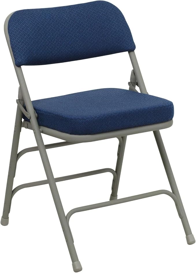 Flash Furniture Hercules Series Metal Folding Chairs with Cushioned Seat, Fabric Upholstered Event Chairs with 300-lb. Static Weight Capacity, Set of 4, Navy