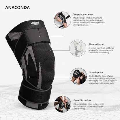 Anaconda Fightwear Stabilizer Knee Brace (Small) - Compression Support Sleeve with Spring Stabilizers for Shock Absorption & Joint Health - Fits Left or Right Leg - Ideal for Athletes - 2 Pack