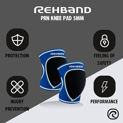 Rehband Knee Pads for Volleyball, Handball & Indoor Sports, Neoprene Knee Sleeve Protector, Comfortable & Snug Fit, Shock-absorbing Sports Knee Pads Unisex, Colour:Blue - 1 Pair, Size:X-Small
