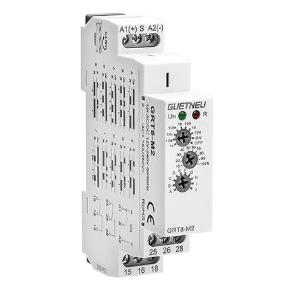 Relay 12V, Timer Relay Delay Off Trigger, Off Delay Timer with 10 Function Choices, Wide Voltage Multifunctional Relays for Electric Appliances, XS-SJ-M2-AC/DC12V~240V, 35mm DIN Rail Mounting
