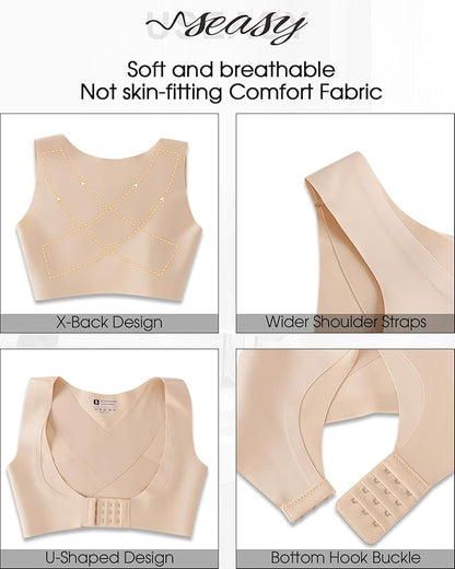 Front Closure Back Posture Corrector for Women Posture Correcting Adjustable Back Support for Women Bras Chest Shaper