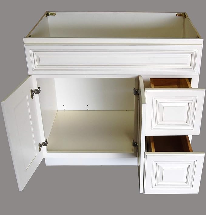 New Atique White Single-sink Bathroom Vanity Base Cabinet 36" Wide x 21" Deep AW-V3621D