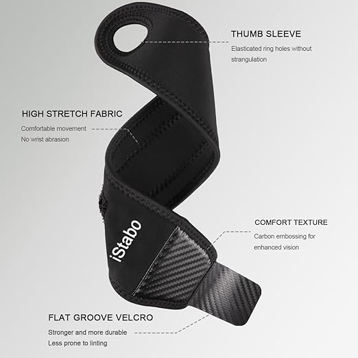 Compression Wrist Support Brace, Gym Ulnar Wrist Wraps for Weightlifting, Fitness, Tendonitis, Carpal Tunnel Arthritis, Pain Relief, Adjustable Carbon Fiber Pattern Neoprene Wrist Straps Fit Left or Right Hand