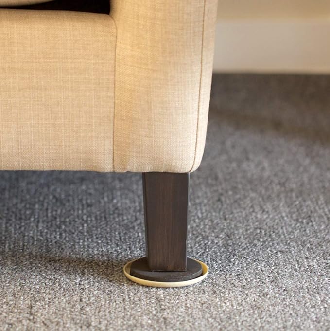 Duck Brand Plastic Carpet Furniture Sliders, 3.5 inch Width, Round, 4 Pack, Brown (284857)