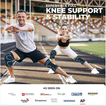 Modvel Knee Braces for Knee Pain Women & Men - 2 Pack Knee Brace for Knee Pain Set, Knee Brace Compression Sleeve, Knee Support for Knee Pain Meniscus Tear, ACL & Arthritis Pain Relief,Blue XXL