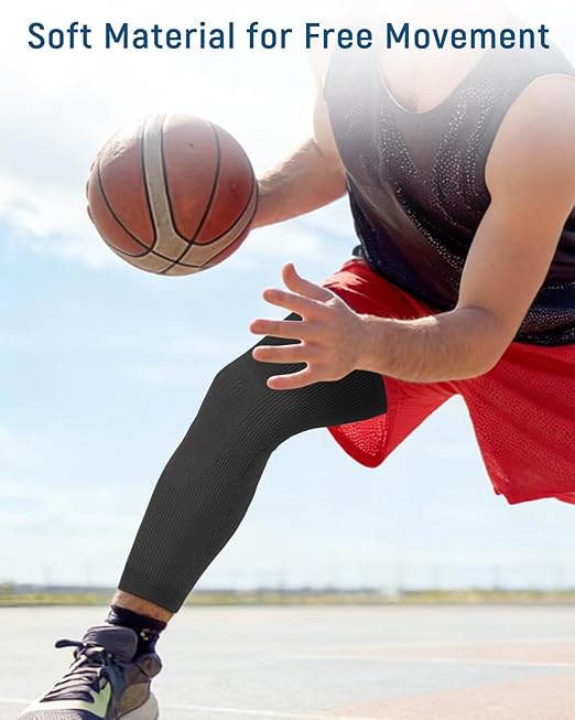 Leg Compression Sleeve - Full Length Knee Sleeve Covers Thigh, Knee and Calf, Stays in Place for Sports, Soft and Elastic for Comfort, X-Large