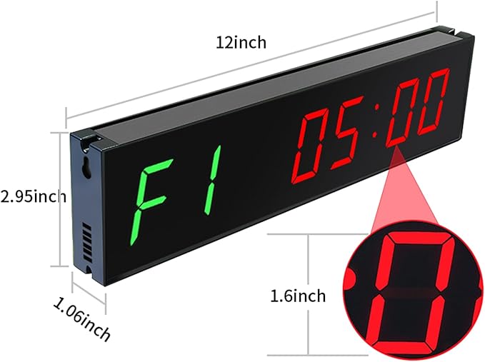 12" Digital Wall Alarm Clock Timer for Interval Workout with Countdown/Up Stopwatch, Gym Interval Timer, Tabata EMOM Remote Control for Home Gym Boxing MMA Fitness