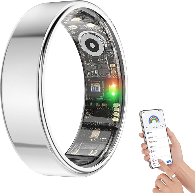 BENIO Gen 2 Smart Ring for Women & Men, Heart Rate,Fitness Tracker with Sleep，Step/Sleep/Blood Oxygen/Heart Rate Tracker, 5ATM Waterproof for iOS and Android,No Subscription