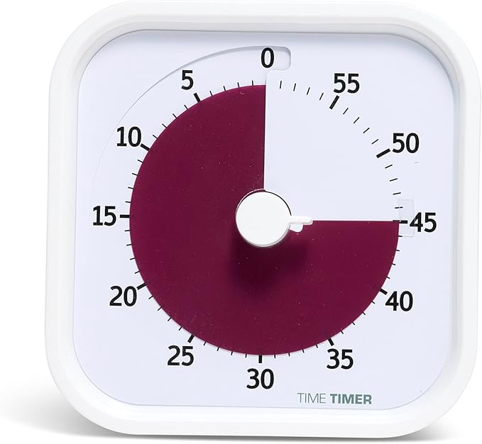 Time Timer Home MOD — 60 Minute Kids Visual Timer Home Edition — For Homeschool Supplies Study Tool, Timer for Kids Desk, Office Desk and Meetings with Silent Operation (Cotton Ball White)