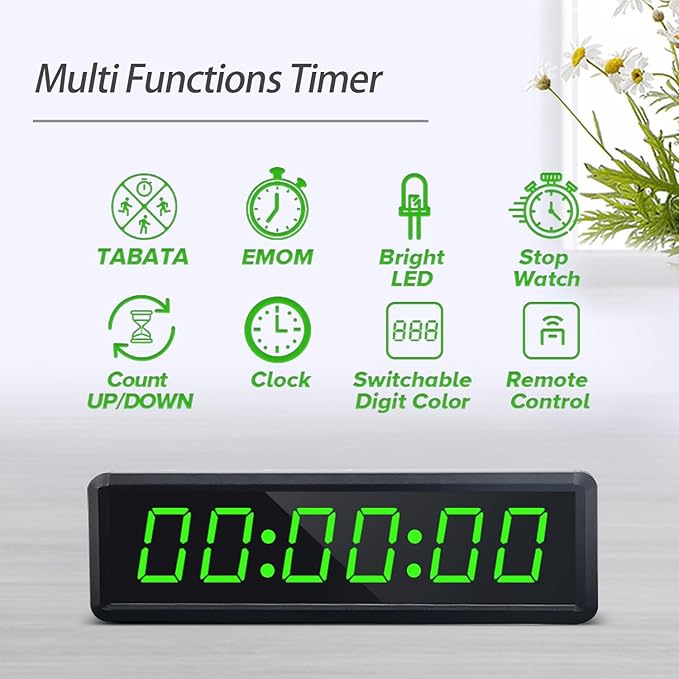 Gym Interval Timer, 12" Digital Wall Alarm Clock Timer for Interval Workout with Countdown/Up Stopwatch, Tabata EMOM Remote Control for Home Gym Boxing MMA Fitness