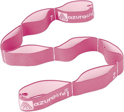 A AZURELIFE Elastic Yoga Stretching Strap, Multi-Loop Stretch Strap for Physical Therapy, Pilates, Yoga, Dance & Gymnastics Exercise and Flexible Pilates Stretch Band