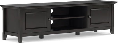 SIMPLIHOME Amherst 72-inch Wide Solid Wood Low TV Stand in Hickory Brown, Transitional-Style Media Console for Living Room with Cable Management, Fits 80" TVs