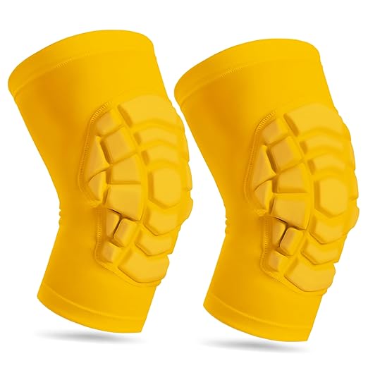 Wrestling Knee Pads for Kids Youth Adult, Knee Compression Sleeve for Basketball Volleyball Football, 1 Pair Short Knee Pads Sleeves ((#2) Yellow-2pcs,XXLarge)
