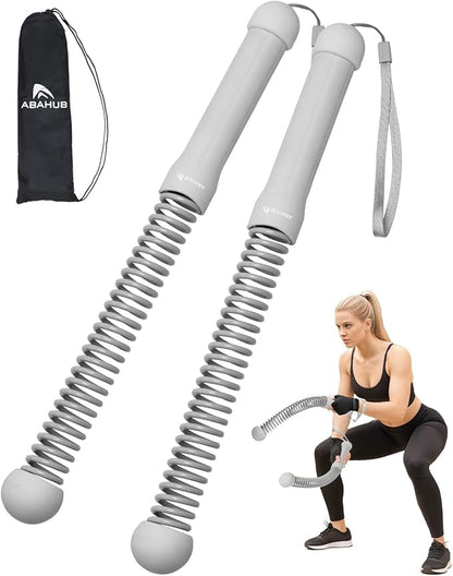 Abahub Weighted Ropeless Battle Rope, Portable Silent Home Workout Equipment, Space Saving Home Gym with Workout Gloves, HIIT and Low-Impact Aerobic Training for Men & Women, 2PCS Grey