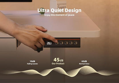 YDN Standing Desk with Drawers, 48 x 24 Inch Electric Adjustable Height Stand Up Desk, Sit Stand for Home Office, White